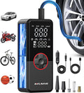 Tire Inflator Portable Air Compressor, 3X Fast Inflate Cordless Air Pump for Car Tires with LED Light, 150PSI Portable Electric Pump with Digital Pressure Gauge, for Bike Motorcycle Car Ball
