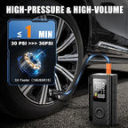 Tire Inflator Portable Air Compressor, 150PSI Cordless Air Pump For Car Tires, Bike Pump, Motorcycle, Balls with Digital Pressure Gauge, LED Light and Auto Shut-Off Function, Car Accessories, Black