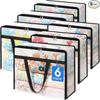 TasticTotes 6 Pack Clear Storage Bags for Comforter, Clothes & Bedding, Plastic Blanket Storage with Zipper and Handle, Movin