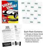 Sticker Shield - Windshield Sticker Applicator, Easy Application & Removal, Reusable, Clear Film, 4" x 6" Sheets (5 Packs, 10
