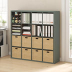 Furinno Cubicle Book Shelf, 16-Cube Bookshelf, Extra Thick Frame Reversible Bookcase with Open Back, 14.6" x 58" x 58", for L