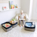 NaturalCozy Storage Baskets 16.8”x13”x7.6” Cotton Rope Woven Baskets for Organizing 3-Pack | Toy Storage Bins | Basket for Sh