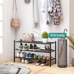 viewcare Long Shoe Rack, Bamboo Wood Shoe Rack for Closet, Entryway & Hallway, 3-Tier Stackable Shoe Shelf