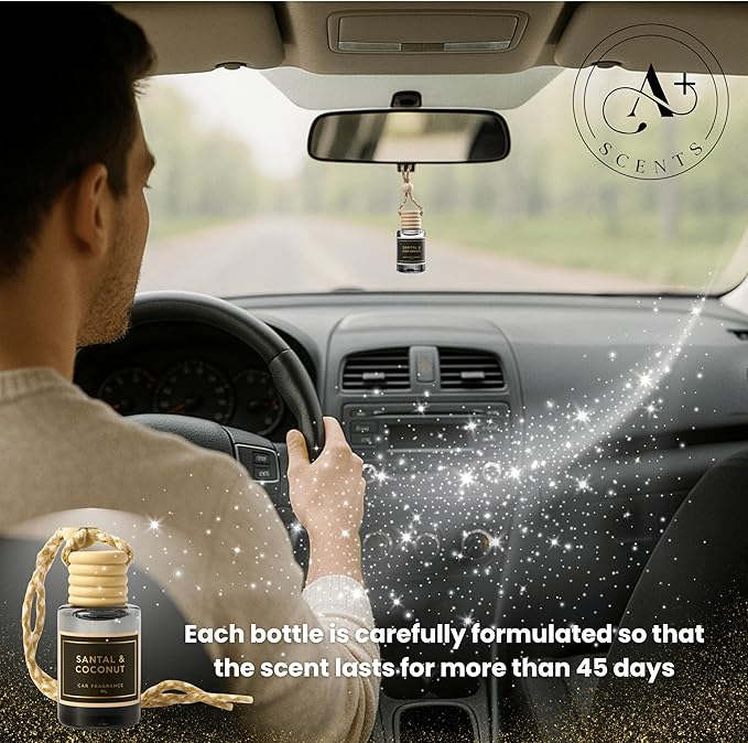 Invigorating Coffee Scented Car Freshener with Luxurious Design - Lasts up to 60 days (Espresso Shot) - A+ Scents Car Hanging