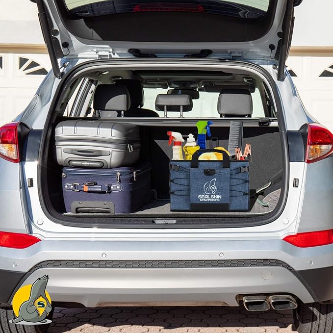 Seal Skin Covers Trunk Organizer for SUV, Car & Truck - Premium Heavy Duty and Collapsible with 3 Adjustable Sizes - Lightweigh