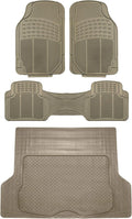 FH Group Climaproof™ Trimmable Non-Slip Vinyl Floor Mats Full Set - Universal Fit for Cars Trucks and SUVs (Beige) F11306 + F16400