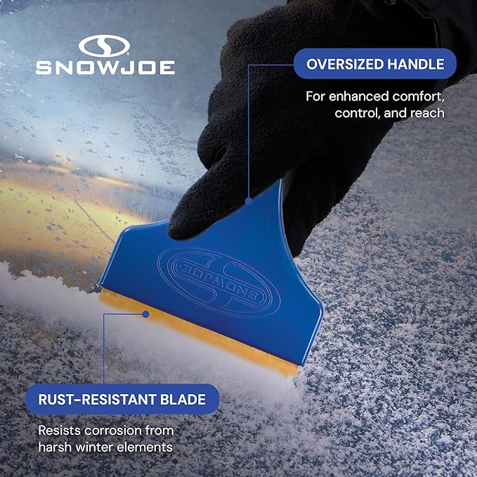 Snow Joe Brass Ice Scraper with Durable Brass Blade & Comfort Grip — Scratch-Safe Automotive Ice & Frost Remover for Windshields & Car Windows
