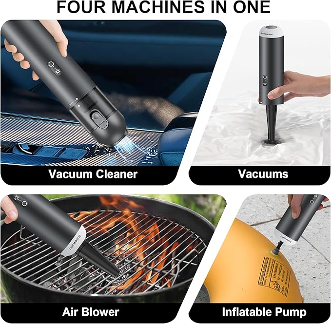 Cordless Handheld Car Vacuum Cleaner - 15000PA Portable Vacuum with LED Light & HEPA Filter, Blow & Suction 2 in 1 Small Hand