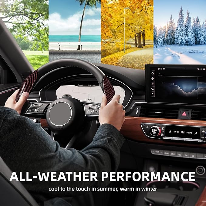 Carbon Fiber Steering Wheel Cover with Anti-Slip Lining and Segmented Design 2pcs Universal Steering Wheel Protector for Men 