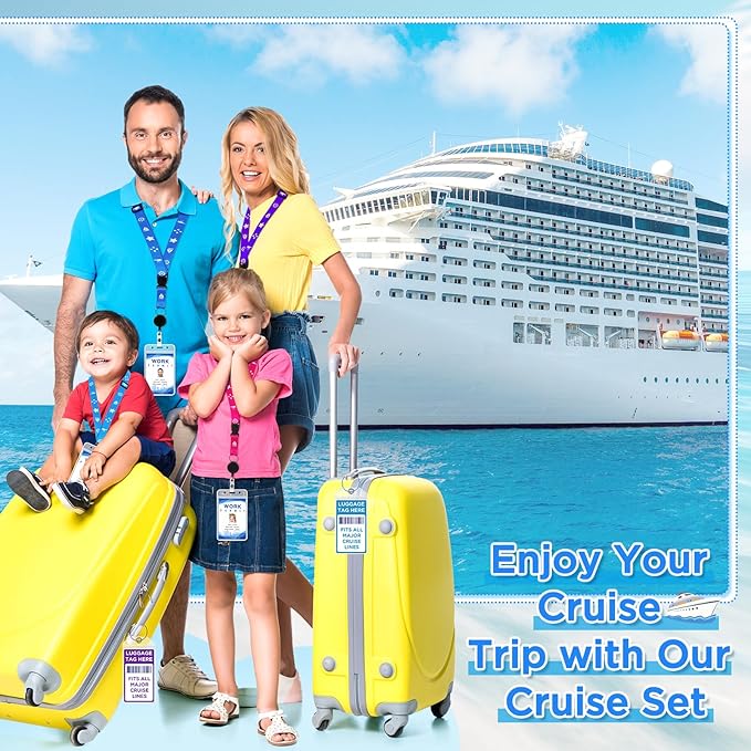 Cruise Ship Essentials, Cruise Must Haves Kits Including Non-Surge Power Strip, Lanyards for Cruise Ship Cards, Luggage Tags,