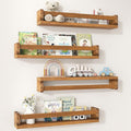 Fun Memories Nursery Book Shelves Set of 4, 24 Inch Solid Wood Wall Book Shelves, Kids Room Floating Shelves Organizer & Toy 