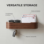 Wall Mount Key Holder with 5 Hidden Hooks Modern Key Hanger Rack Wood Entryway Hook Mail Organizer Tray Shelf Home Decor for 