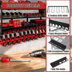 50" W Large Power Tool Organizer Wall Mount, Load 600lbs, 4 Layer Heavy Duty 12 Cordless Drills Holder, Battery Tool Storage 