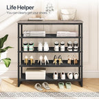 HOOBRO Shoe Rack, 5 Tier Shoe Storage Organizer with 4 Oxford Fabric Shelves and Top Panel, Holds 16-20 Pairs of Shoes, for E