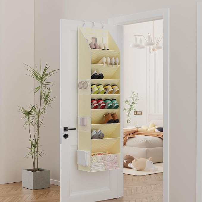 Criusia Shoe Storage, Over the Door Shoe Organizer, Hanging Closet Shoe Storage with Large Deep Pockets, Fits 16–24 Pairs of 