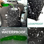 FLOCK THREE Leak-Proof Waterproof Car Trash Bag Foldable Multipurpose Trash bin Container Storage Cute Grocery Organizer Bag for Automotive Front or Back Seat in Cars SUVs and Trucks (Cute Cats)