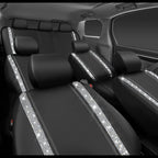 CAR PASS Bling Diamond Car Seat Covers, Shining Rhinestones Waterproof Faux Leather, 7 Seats 3 Rows with Zipper Glitter Crystal Sparkle Strips Universal Fit 95% MPV,SUV,CAR for Women Girl, Silver