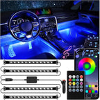LivTee Smart Car Interior Lights, RGB LED Accent Lights with App Control, DIY & Music Mode, 2 Lines Design LED Lights for Cars, 12V Cigarette Lighter Power, Car Accessories for Women
