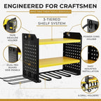 BUILTSTRONG Power Tool Organizer - 6 Drill Holder Wall Mount, 3 Tier Heavy-Duty Hand Storage Rack, Utility Racks, 2 Pegboard 