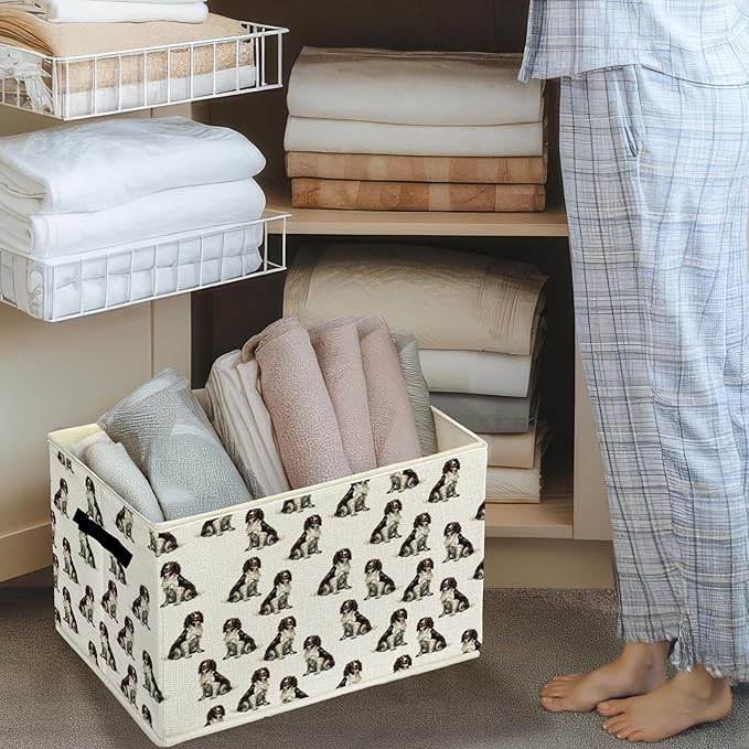 English Springer Spaniel Gifts Storage Bins & Boxes with Handles, Dog Mom Lovers Gifts Foldable Basket for Organizing, Dog Co