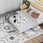 Bamboo Underbed Storage Containers with Wheels & Bag 2 Pack, Large Under Bed Rolling Storage Bins Wood Under Bed Clothes Stor