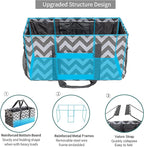 Extra Large Utility Tote Bag, Reusable Grocery Bags Foldable,Upgraded Metal Frame, With Sturdy Handles Reinforced Bottom Heavy Duty Oxford Fabric Moving Shopping Bags, Grey and White Ripples