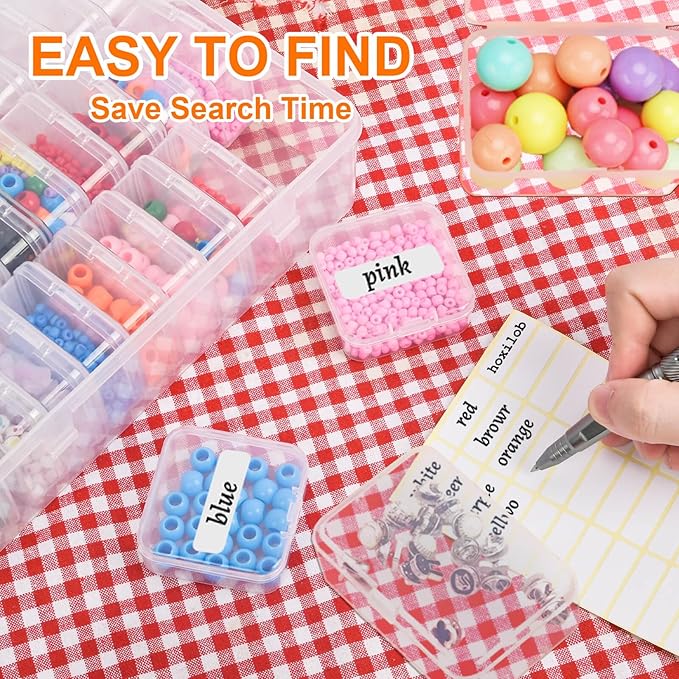 46Pcs Bead Organizer Set, Premium Small and Medium Clear Plastic Storage Boxes for Jewelry Making Crafts Screws Seeds DIY Bra