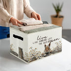 Rustic Squirrel Storage Bins & Boxes with Handles, Farmhouse Squirrel Foldable Basket for Organizing, Live Like Someone Left 
