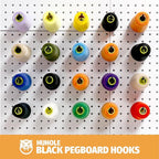 HUHOLE 25 Pack Black Pegboard Hooks 8 Inch – Heavy Duty Metal L-Hooks for 1/4" Peg Board – Garage Tool Organizer, Retail Disp