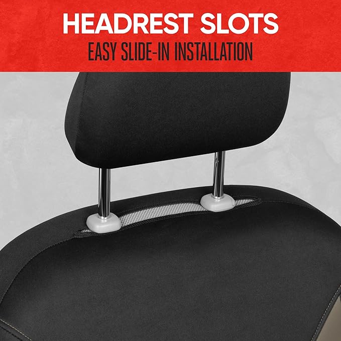 Motor Trend SpillGuard 2 Beige Seat Covers for Cars & Seat Covers for Trucks - Neoprene Lining Waterproof Car Seat Covers Fro