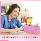 Jetec Acrylic Glitter Pen Holder 4 Compartments Bling Makeup Brush Stationery Organizer Pencil Holder for Desk Accessories Sp