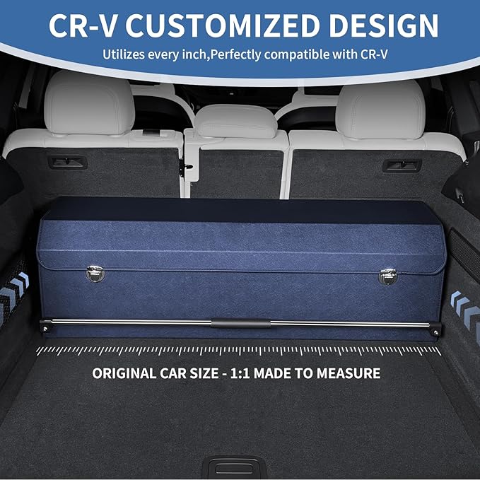 Car Trunk Organizer for Honda CR-V 2017-2022, Collapsible Sturdy Trunk Storage Container with Lid and Handle Large Leather Car