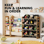 SpaceAid 3-in-1 Toy Storage Organizer with 4 Shelves and 12 Bins, Toy Organizers Storage 3-Tier Bookshelf, Kids Bin Shelf Box