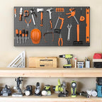 Pegboard Smith Metal Pegboard Panels 12" x 24", 4 Pack Black Wall Mounted Tool Organizer Boards, Heavy Duty Tool Storage Peg 