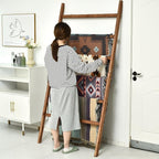 FUIN Extra Wide 6.4ft Wooden Blanket Ladder Living Room Decorative Wal Leaning Farmhouse Quilt Display Holder Rustic Wood Tow