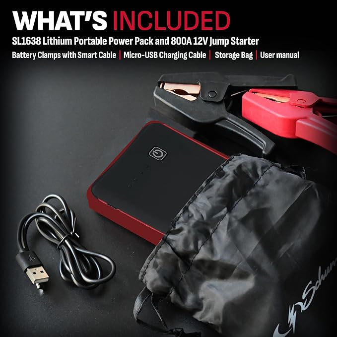 Schumacher Electric 800 Peak Amp 12V Portable Lithium Car Battery Jump Starter & Power Pack - Lithium Ion Jump Box - with