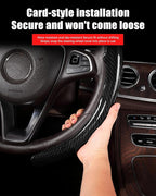 Car Steering Wheel Cover for Subaru Forester, Outback, Crosstrek, Impreza WRX - Carbon Fiber Pattern Protective Cover in Black Compatible with 15-inch Wheels Decorative Modification Accessories