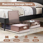 FAHKNS 2 Pack Under Bed Storage with Wheels, 17.2Gal Stackable Under Bed Storage Containers with Lids, Plastic Collapsible Or