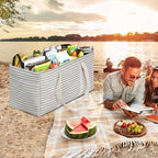 LHZK Standing Extra Large Utility Tote Bag with Metal Wire Frame and the Sides Rinforced, Extra Large Tote Bag with Handle,