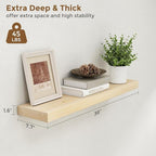 Marsmiles 36 Inch Floating Shelves | Unfinished Natural Wood Floating Shelves Set of 2 | 36" W x 7.7" D x 1.6" H Natural Wood