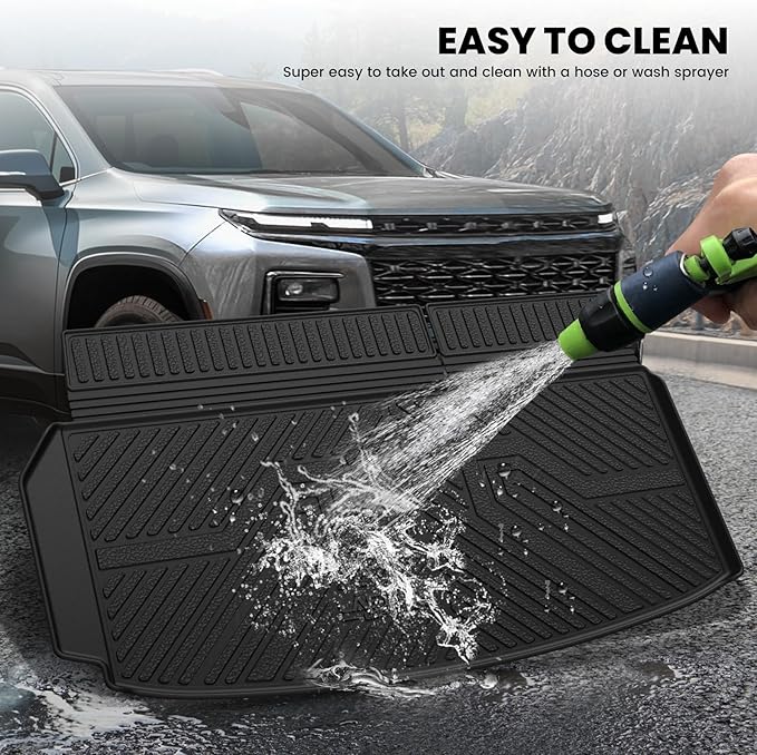 LASFIT Trunk Mat with Backrest Mat for Chevrolet Chevy Traverse 2024-2026 & GMC Acadia 2024-2026 & Buick Enclave 2025-2026, All Weather TPE Custom Fit Cargo Mat Trunk Liner with Backrest Mat, Black
