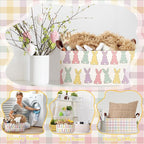 Boao 3 Pcs Easter Storage Bin Rectangular Bunny Basket Box with Handle Collapsible Large Storage Baskets Foldable Rabbit Box 