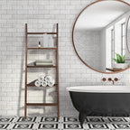 Rustic 5-Tier Wall-Leaning Wood Loadder Towel Racks for Bathroom Livingroom Kithen Office Woden Farmhouse Ladder-Style Blanke