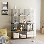 12-Cube Storage Organizer, Metal Wire Cube Shelving Unit, 11.8" L x 11.8" W x 11.8" H, Modular Grid Bookshelf for Closet, Bed