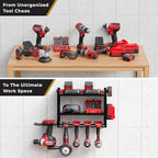 BUILTSTRONG Power Tool Organizer-6 Drill Holder Wall Mount, 3 Tier Heavy-Duty Hand Tool Storage Rack, Utility Racks, Drill Ho