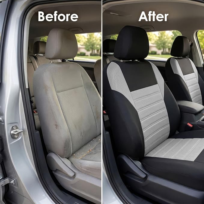 FH Group Automotive Car Seat Covers Full Set Premium 3D Air Mesh Front Seat Covers, Airbag Compatible & Split Bench Cover Uni