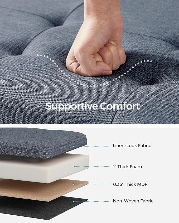SONGMICS Mazie Collection - 30 Inches Folding Storage Ottoman Bench, Ottoman Foot Rest, End of Bed Bench, Storage Chest, Load