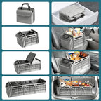 Car Trunk Organizer,115L Heavy Duty Collapsible Trunk Storage, with Insulated Leakproof Cooler Bag Vehicle Cargo Organizer with