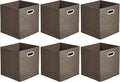 Amazon Basics Collapsible Cube Storage Organizer Bins, 6-Pack, 10.5 x 10.5 x 11 inches, Taupe