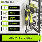 KAFAHOM Large Power Tool Organizer Wall Mount-13 Drill Holder for Garage,4 Layer Power Tool Rack,Tool Organizer and Storage w